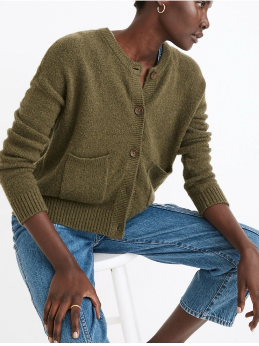 MADEWELL Colburne Cardigan Sweater in Coziest Textured Yarn size S wool blend